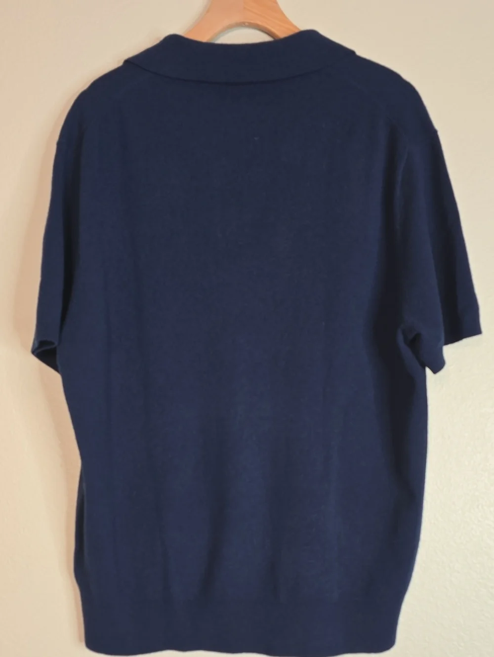 J. Crew Men's Navy Short-Sleeve Cashmere Jhonny Collar Sweater Polo Size XL